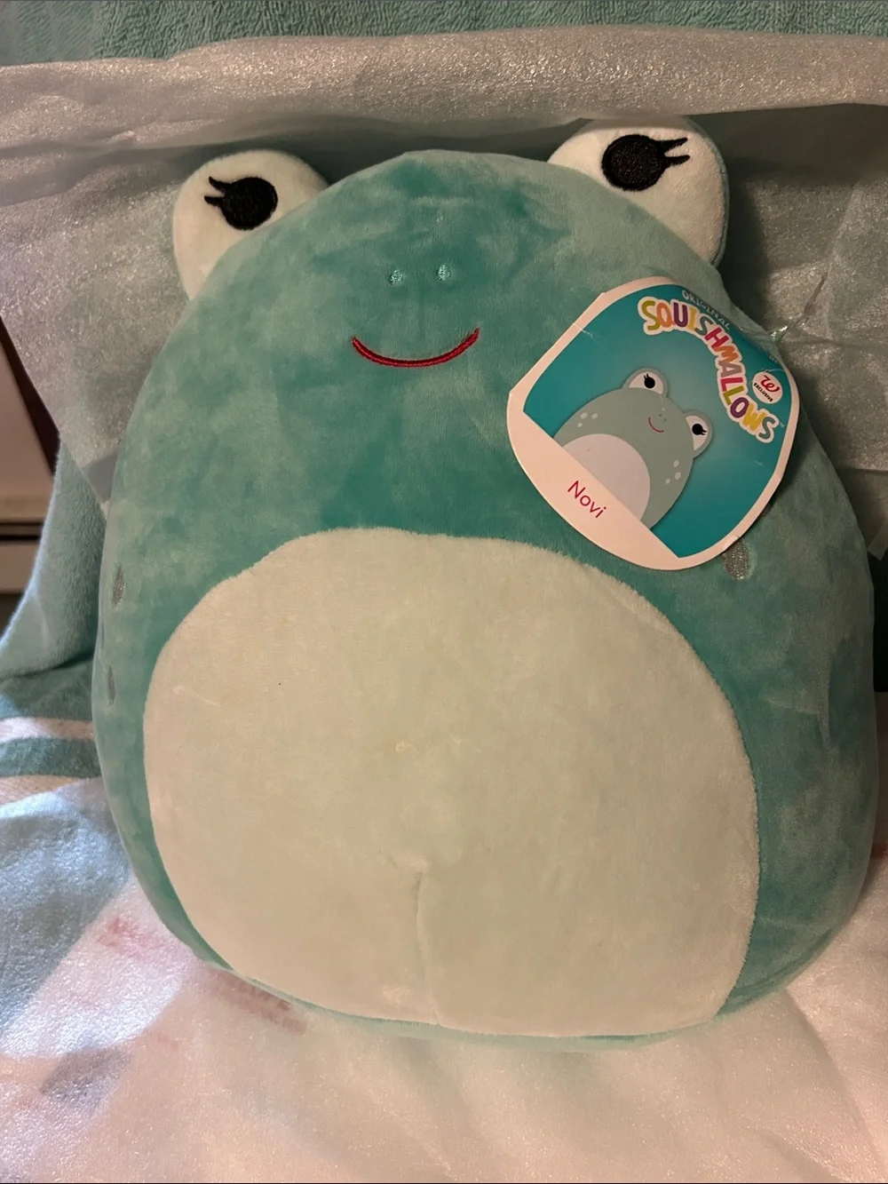 Squishmallows Novi Frog Plush - Teal and White tags new
